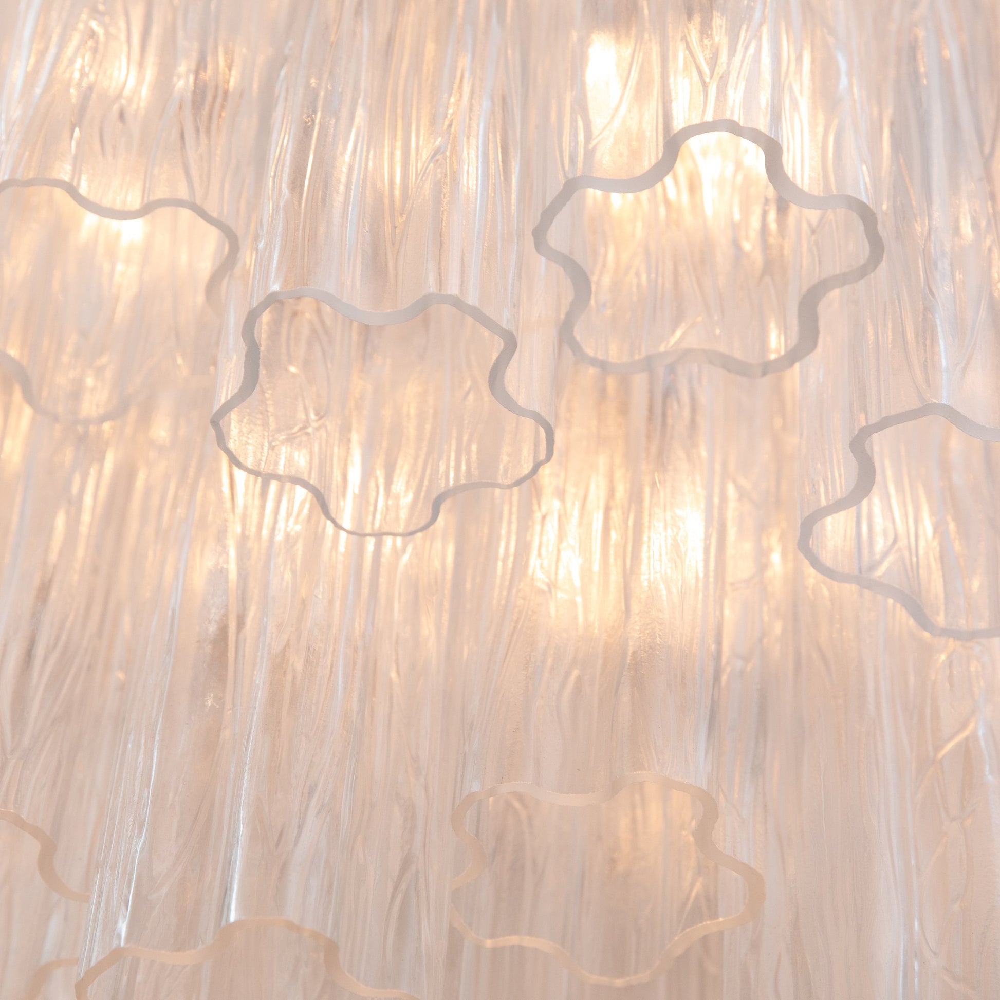 Hand-Blown Murano Tubi Tronchi Chandelier in Clear with Polished Chrome Fittings