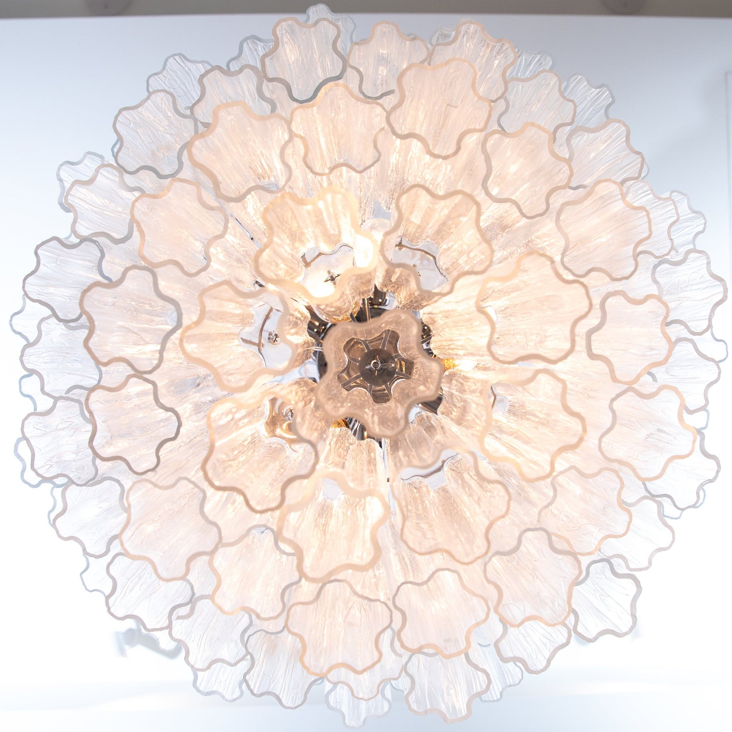 Hand-Blown Murano Tubi Tronchi Chandelier in Clear with Polished Chrome Fittings