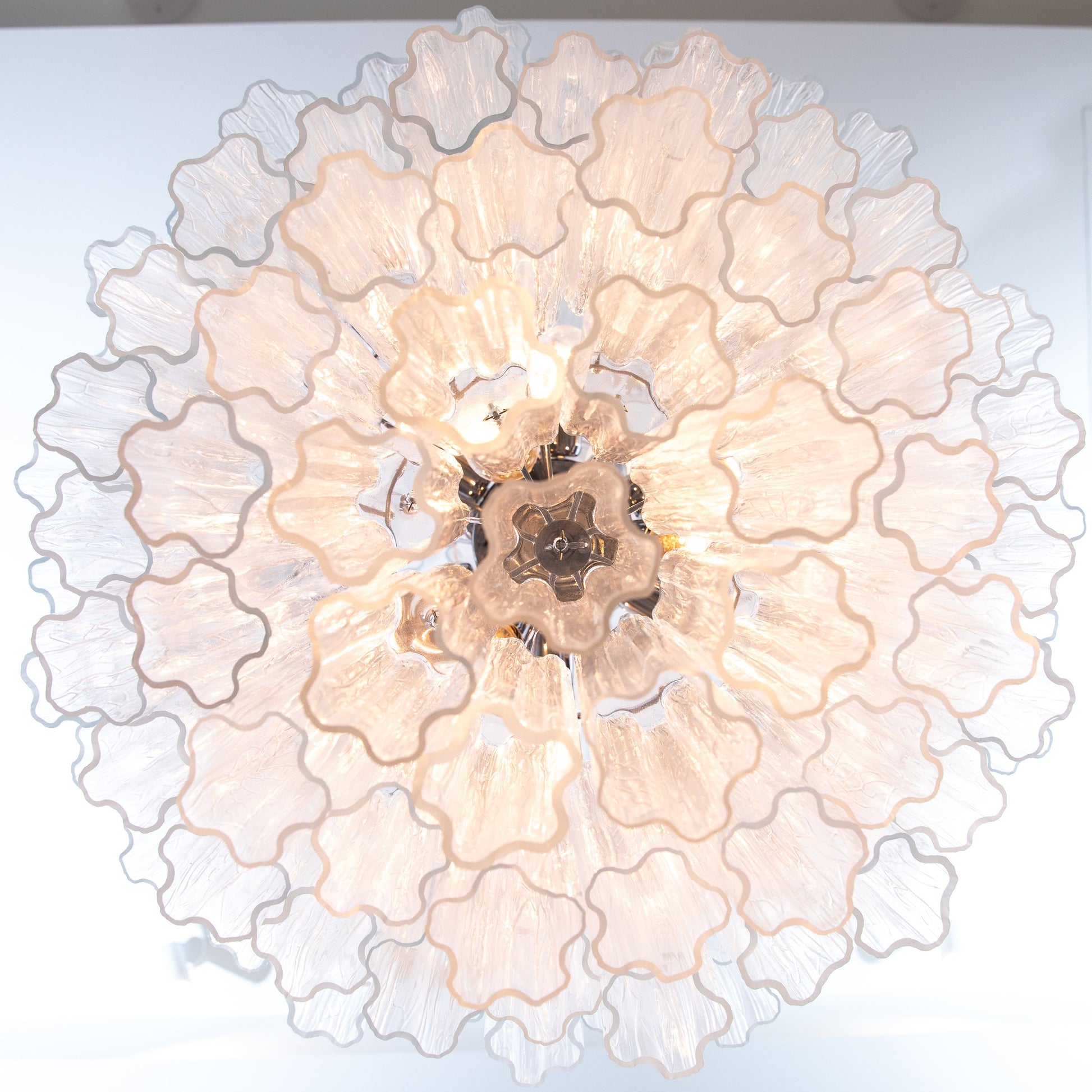 Hand-Blown Murano Tubi Tronchi Chandelier in Clear with Polished Chrome Fittings