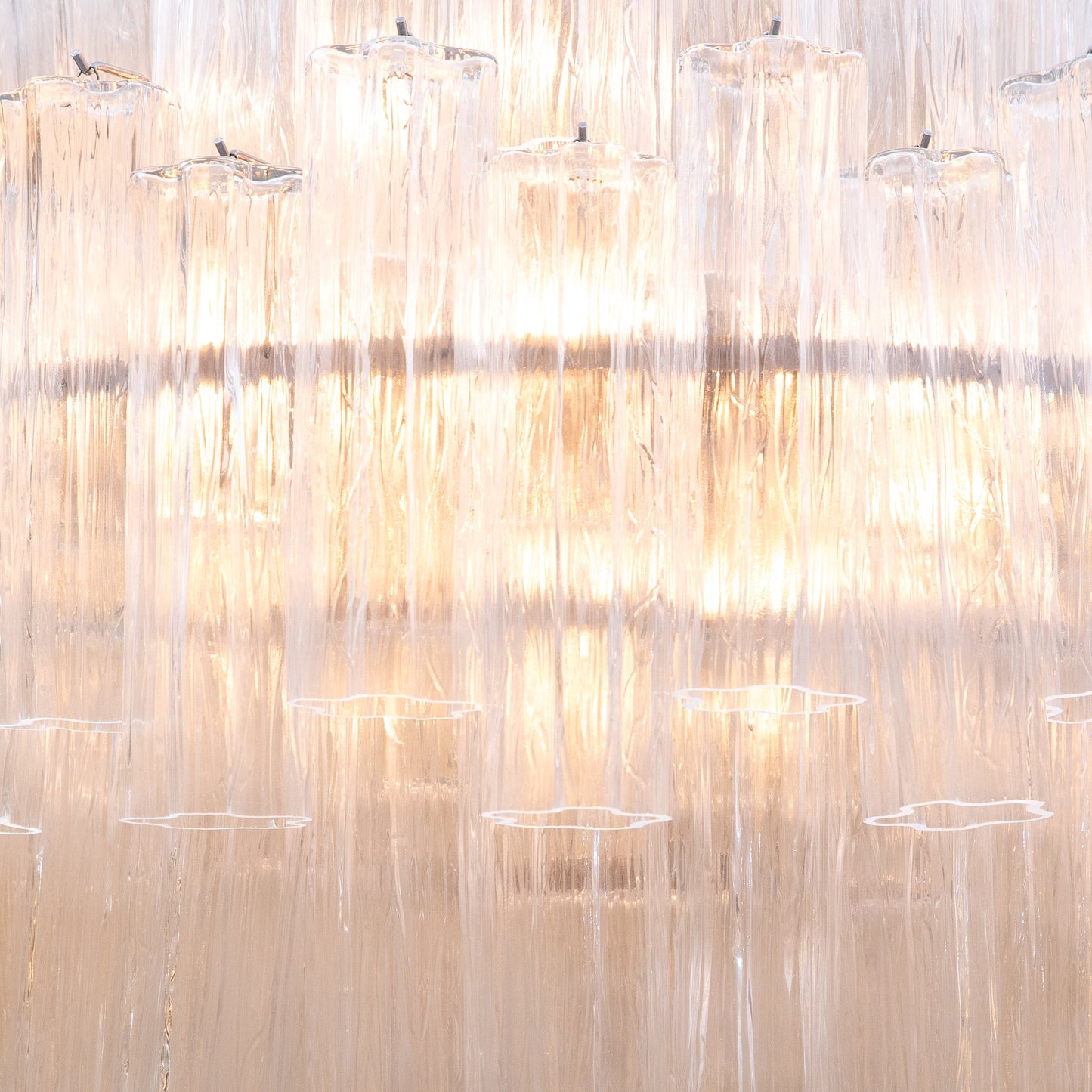 Hand-Blown Murano Tubi Tronchi Chandelier in Clear with Polished Chrome Fittings