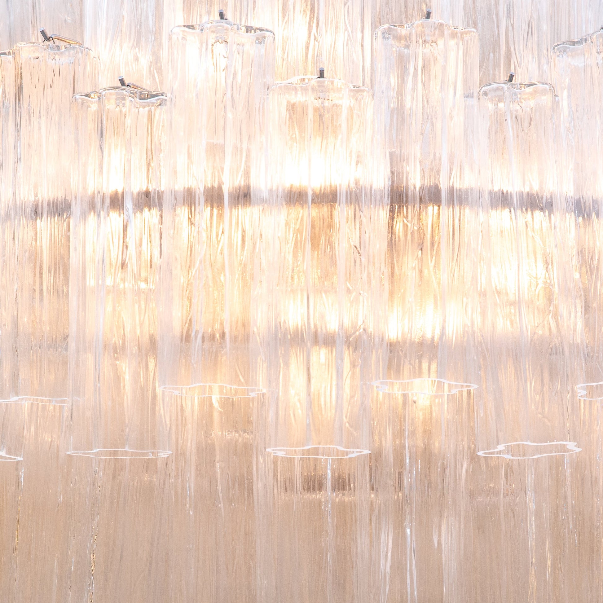 Hand-Blown Murano Tubi Tronchi Chandelier in Clear with Polished Chrome Fittings