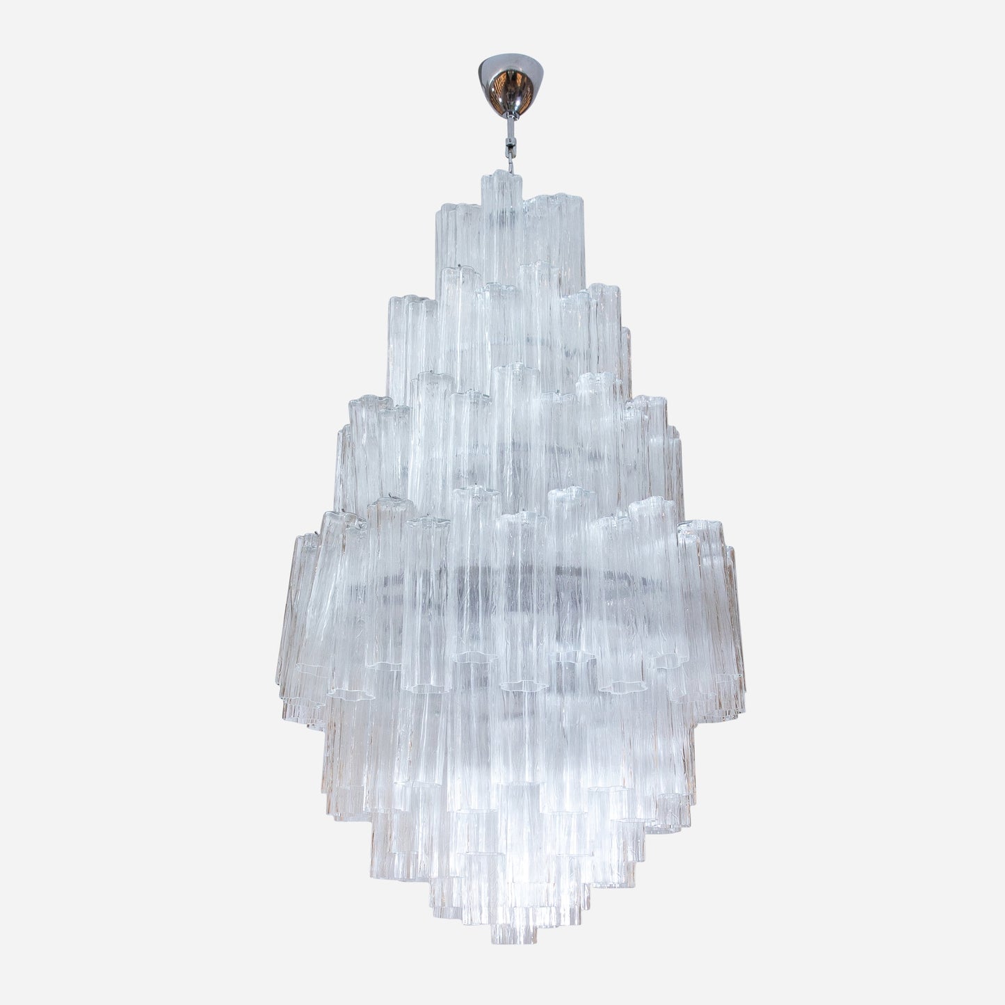 Hand-Blown Murano Tubi Tronchi Chandelier in Clear with Polished Chrome Fittings