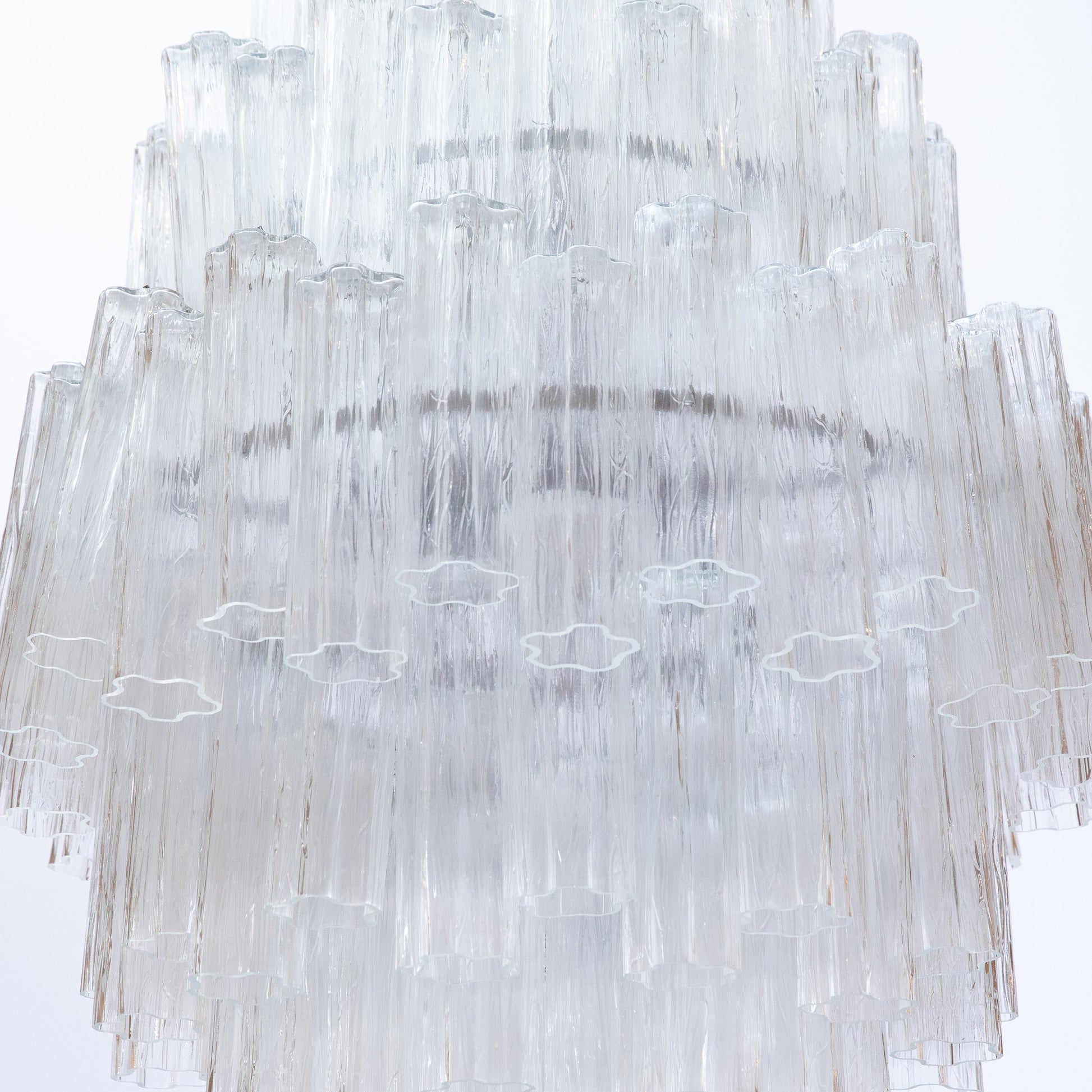 Hand-Blown Murano Tubi Tronchi Chandelier in Clear with Polished Chrome Fittings