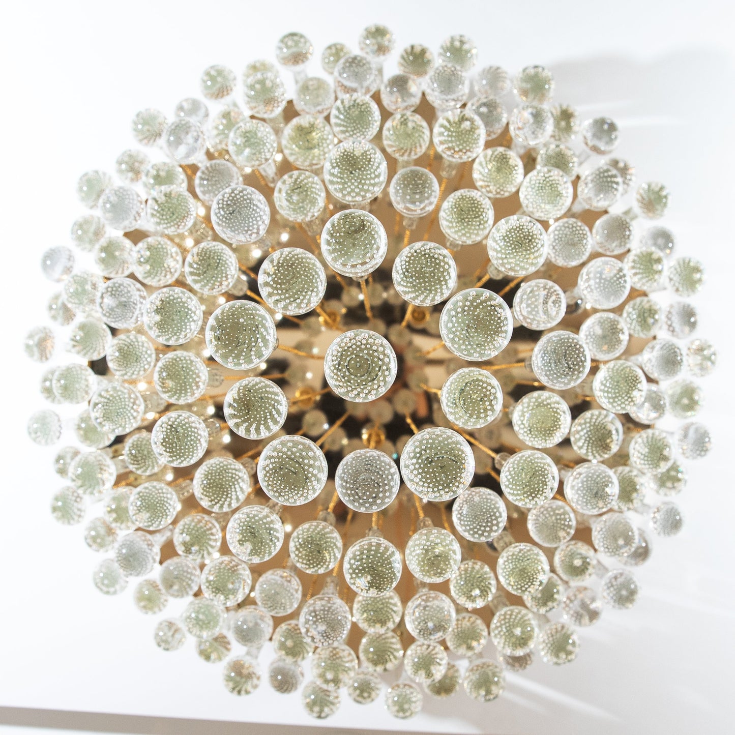 Hand-Blown Murano Raindrop Chandelier in Clear with Polished Brass Fittings