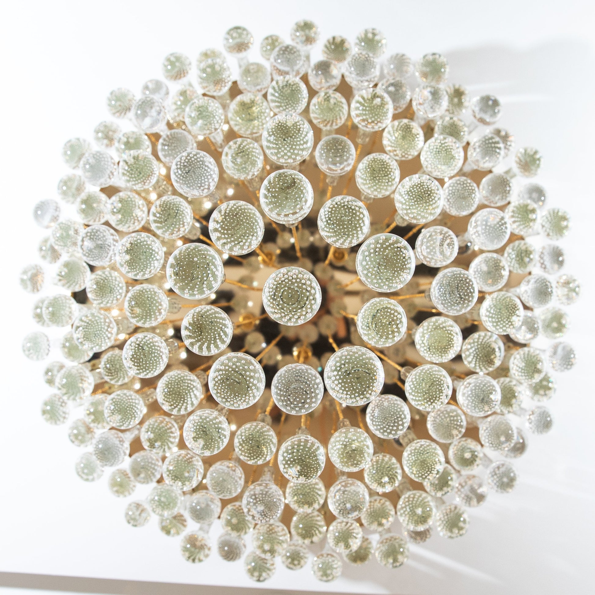 Hand-Blown Murano Raindrop Chandelier in Clear with Polished Brass Fittings