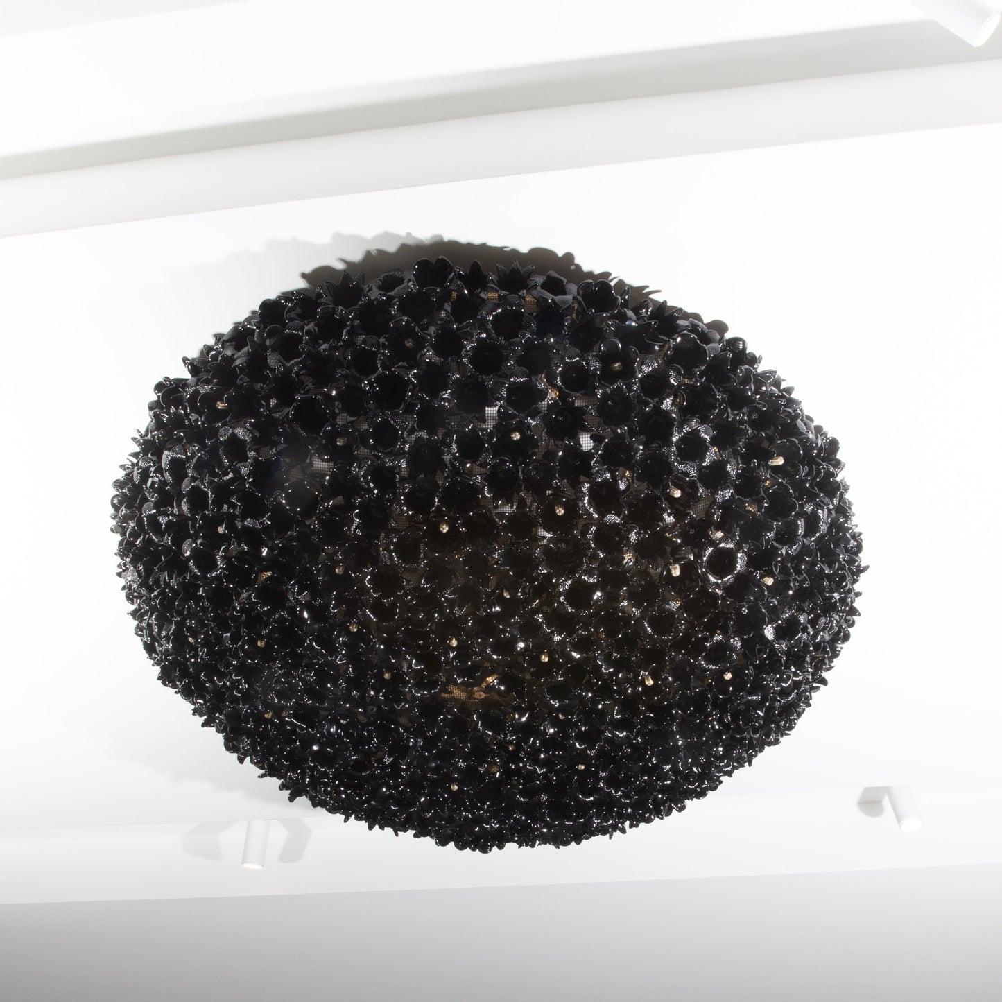 Hand-Blown Murano Flower Flush Mount Chandelier in Black