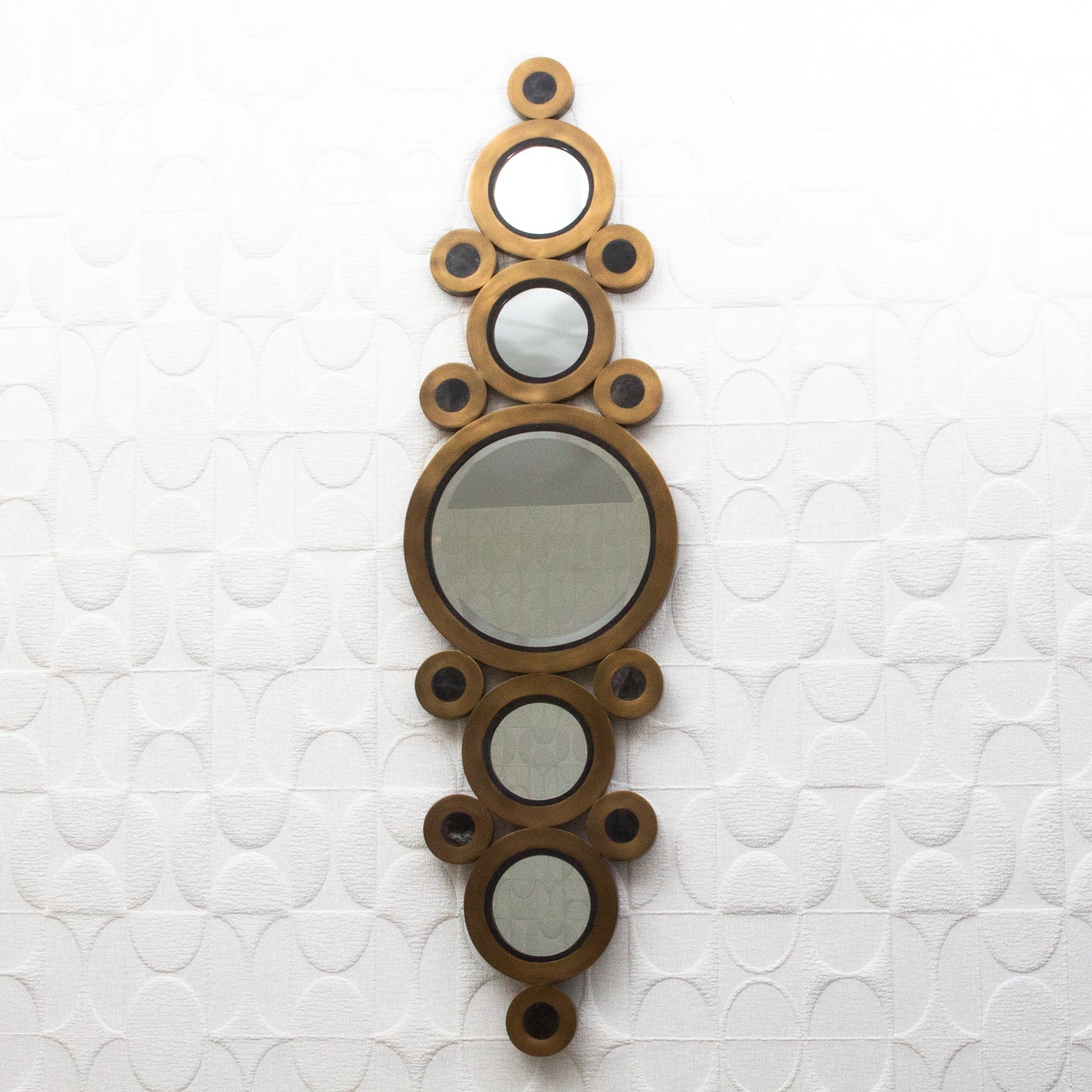 Modern Mirror in Bronze Patina Brass with Shagreen and Quartz Details by R&Y Augousti