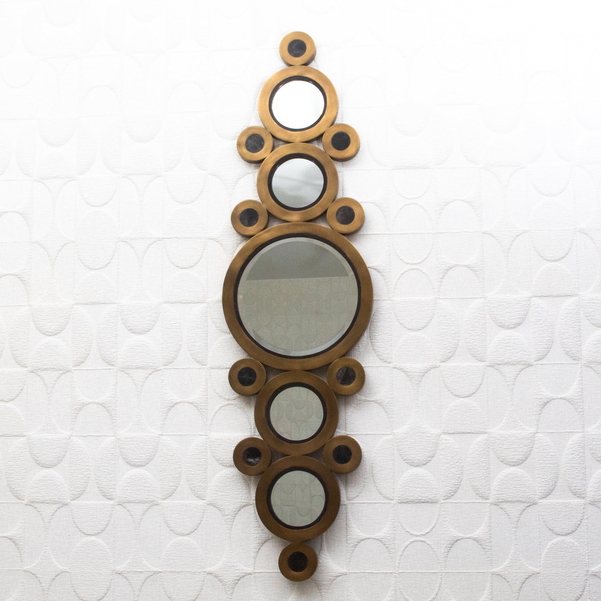 Modern Mirror in Bronze Patina Brass with Shagreen and Quartz Details by R&Y Augousti