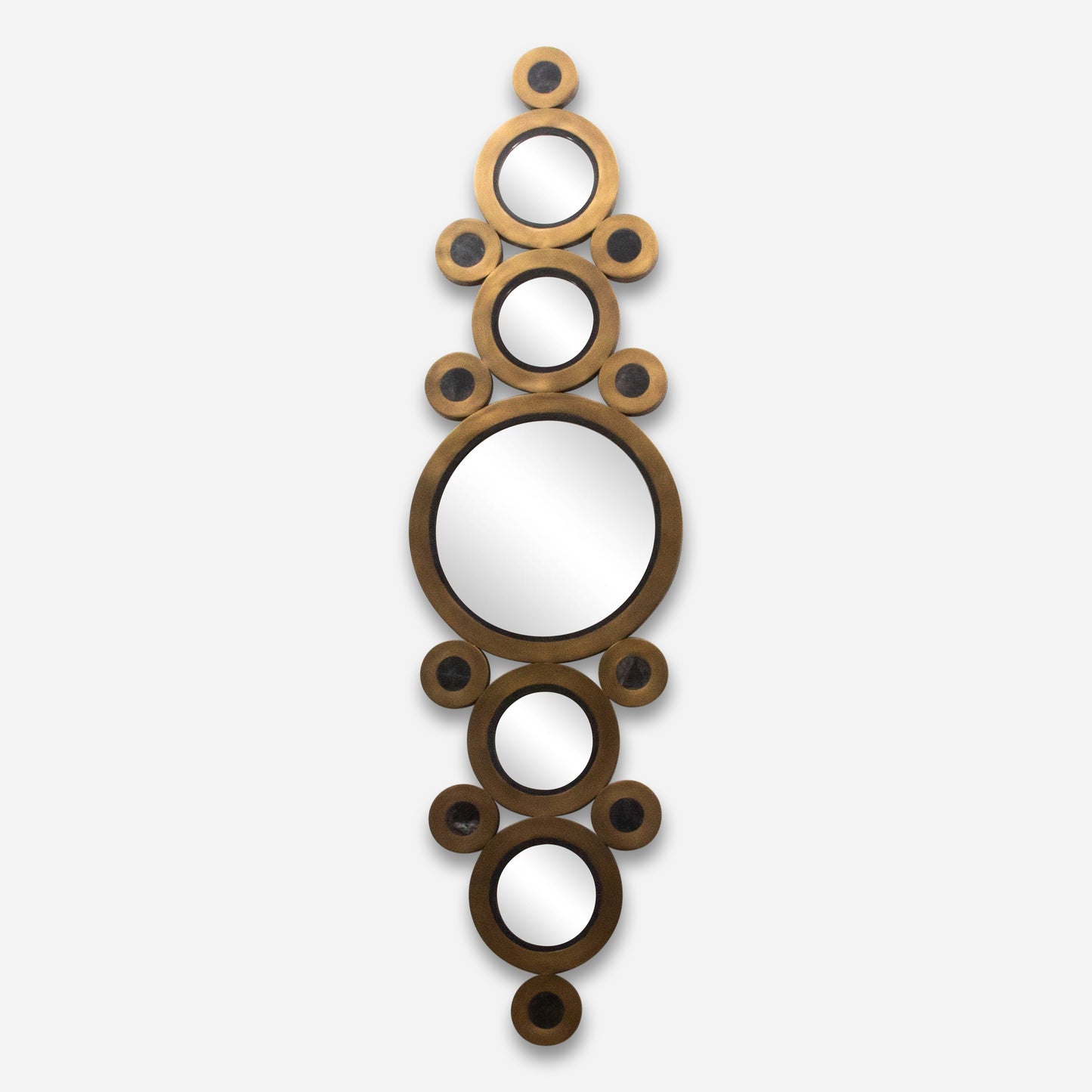 Modern Mirror in Bronze Patina Brass with Shagreen and Quartz Details by R&Y Augousti