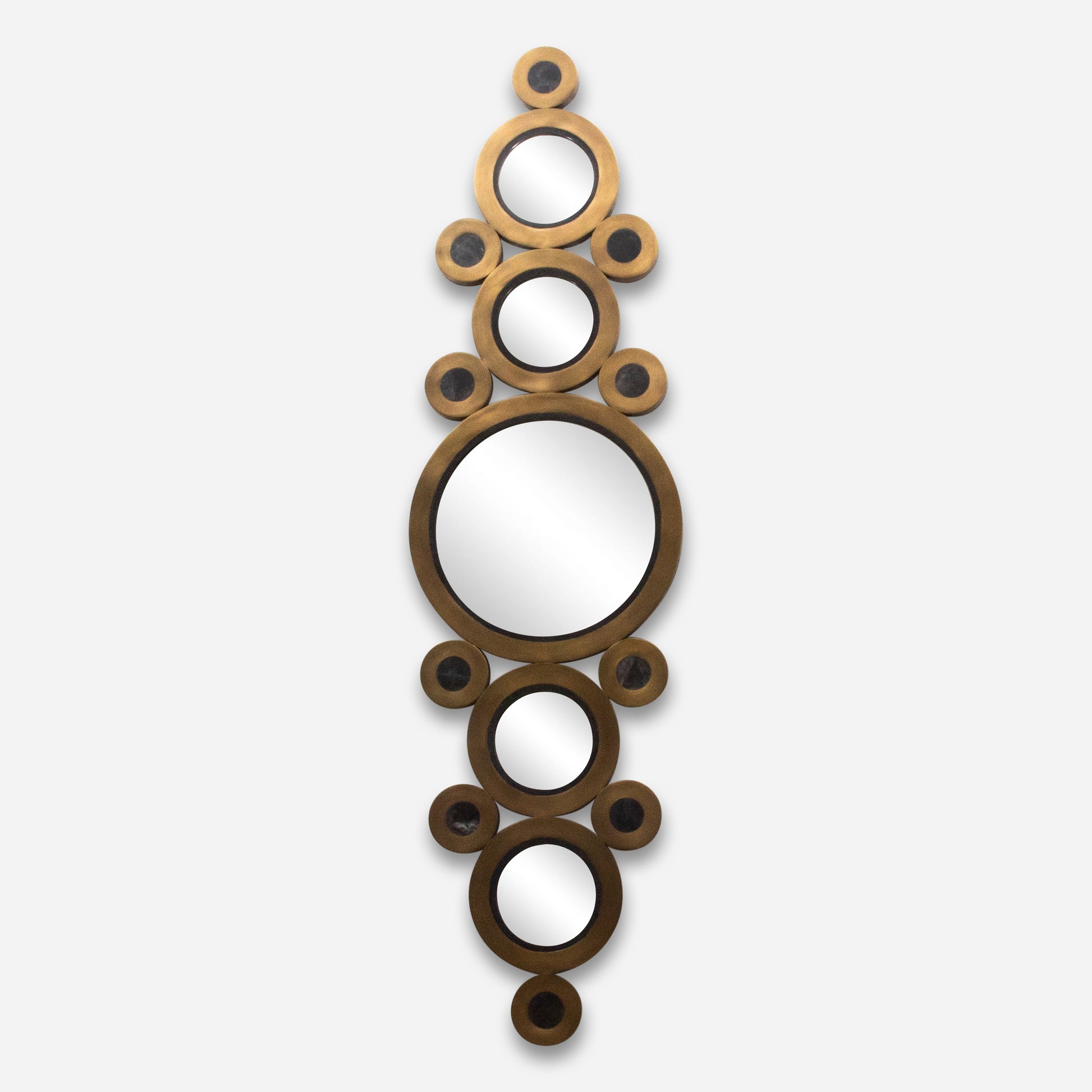 Modern Mirror in Bronze Patina Brass with Shagreen and Quartz Details by R&Y Augousti
