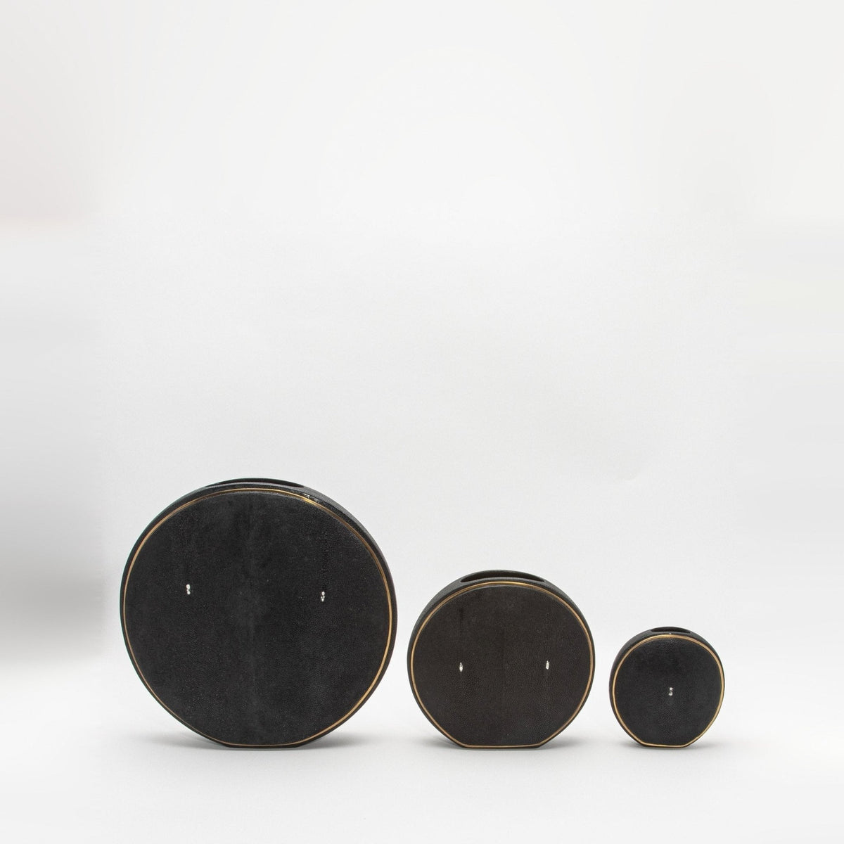 Vase in Black Shagreen with Brass by R&Y Augousti