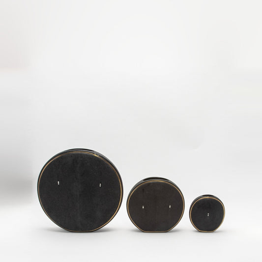 Vase in Black Shagreen with Brass by R&Y Augousti