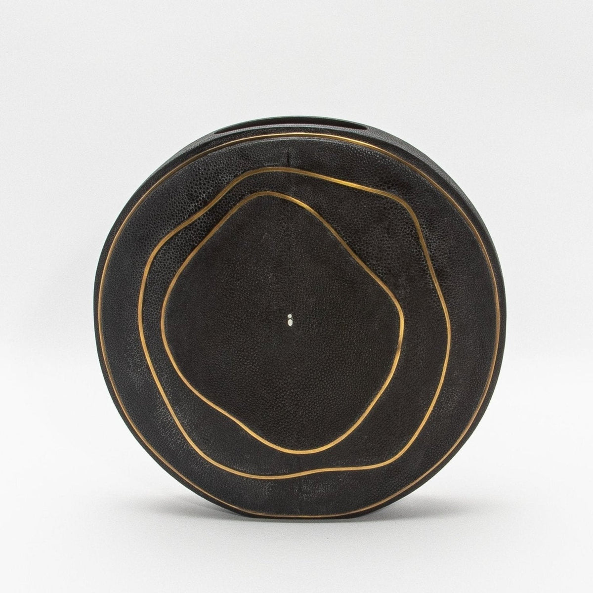 Vase in Black Shagreen with Brass by R&Y Augousti