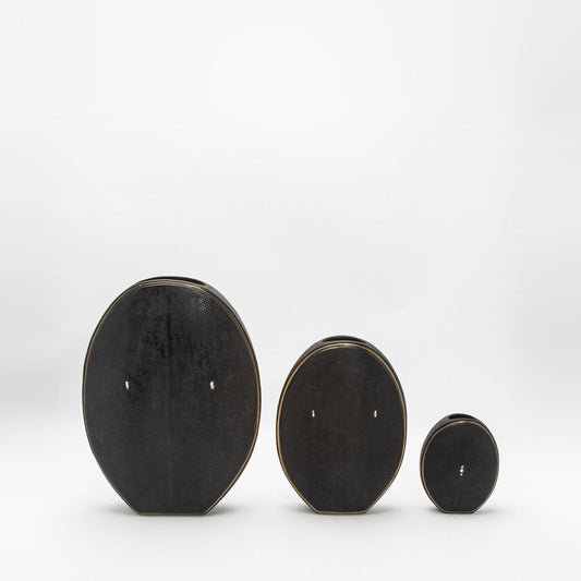 Vase in Black Shagreen with Brass by R&Y Augousti