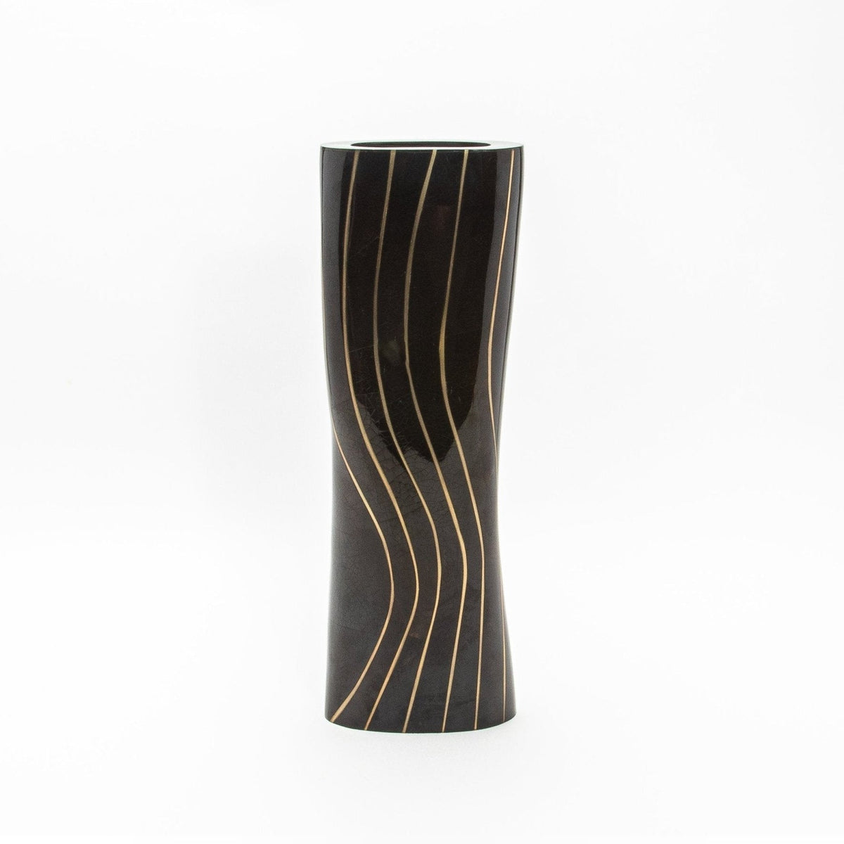Vase in Black Shell with Brass by KIFU Paris