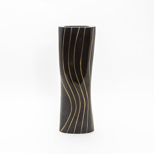 Vase in Black Shell with Brass by KIFU Paris