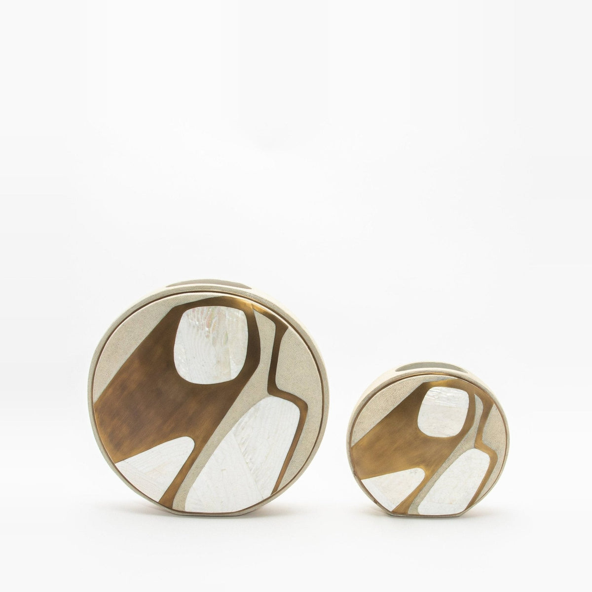 Vase in Cream Shagreen, Mother of Pearl, and Brass by R&Y Augousti