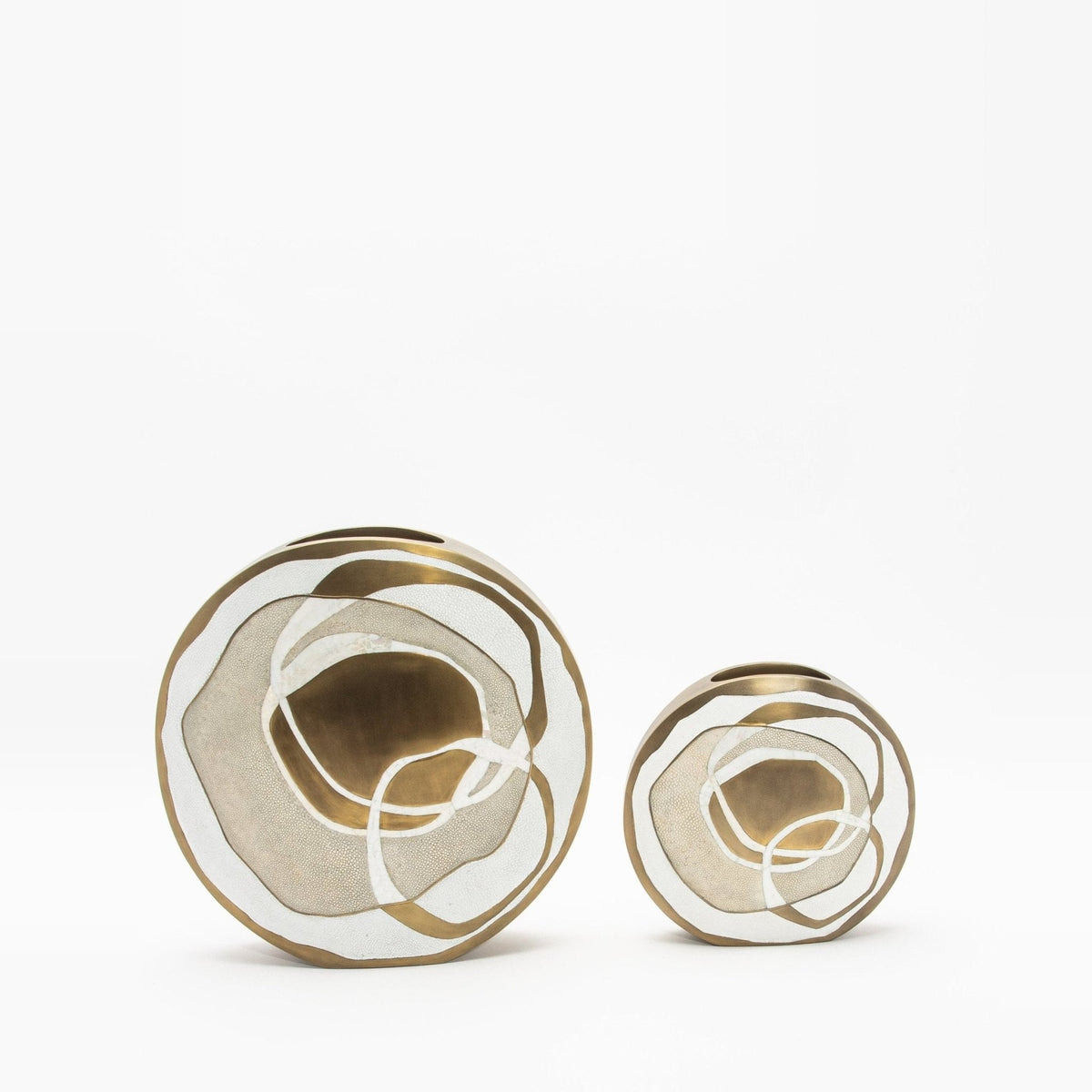 Vase in Cream Shagreen, Mother of Pearl, and Brass by R&Y Augousti