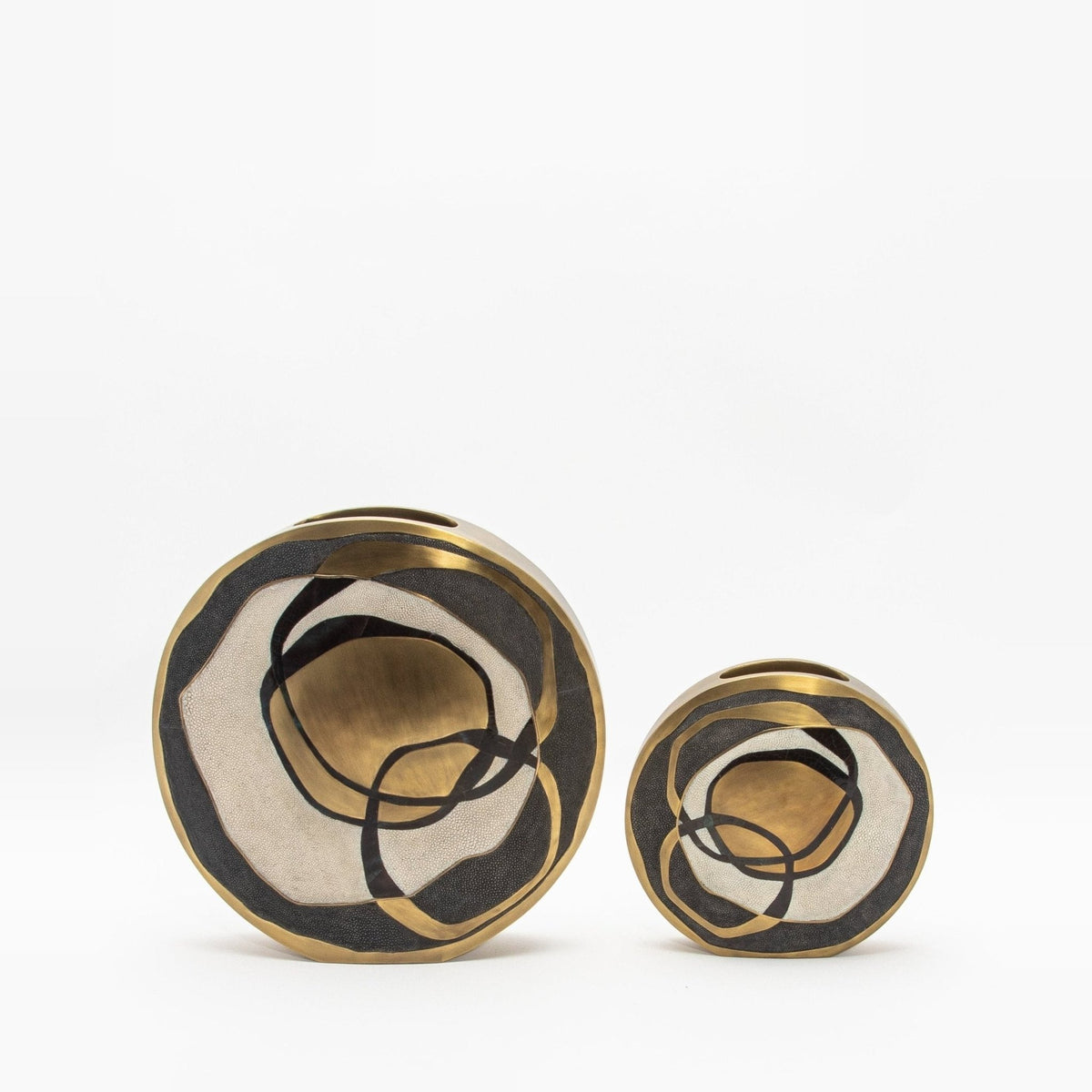 Vase in Cream Shagreen, Shell, and Brass by R&Y Augousti