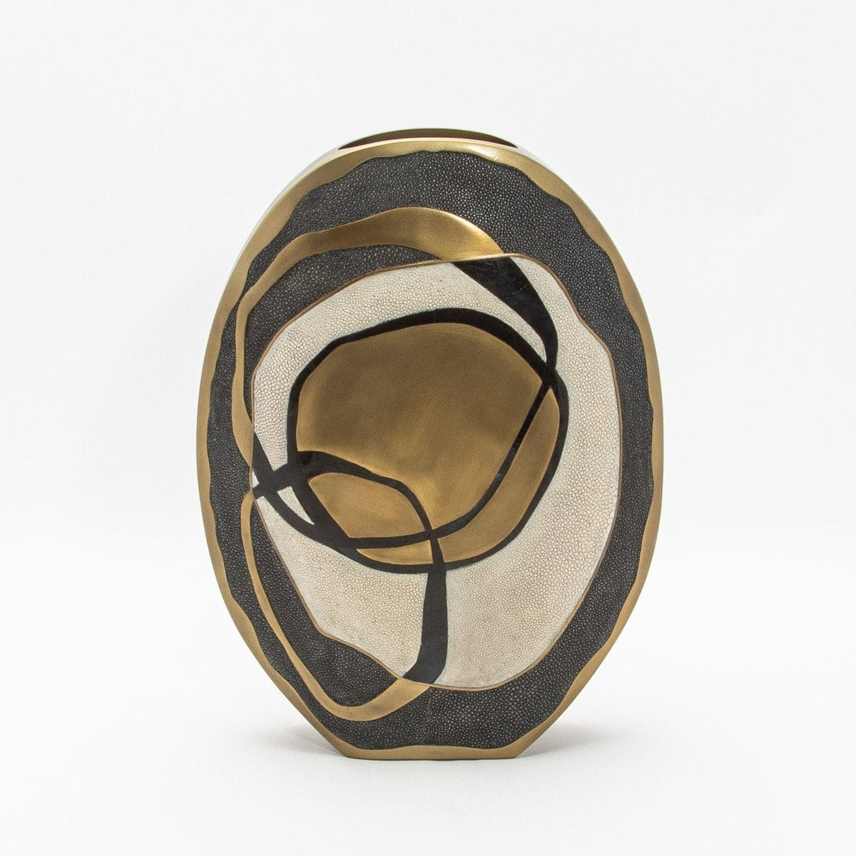 Vase in Cream Shagreen, Shell and Brass by R&Y Augousti