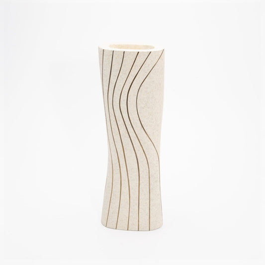 Vase in Cream Shagreen with Brass by KIFU Paris