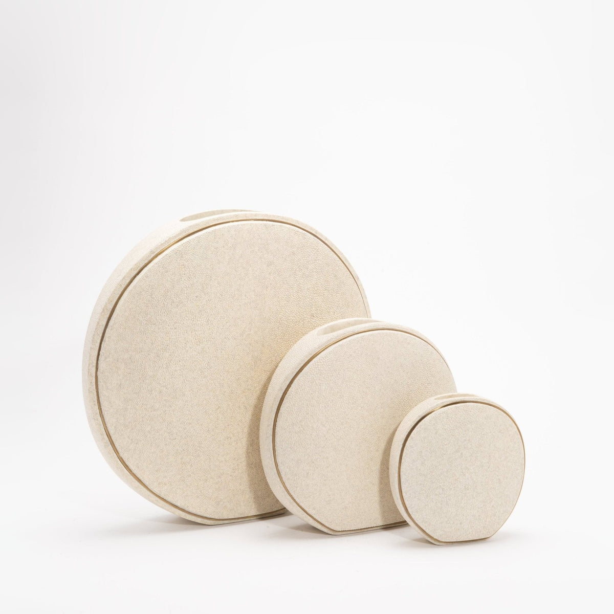 Vase in Cream Shagreen with Brass by R&Y Augousti