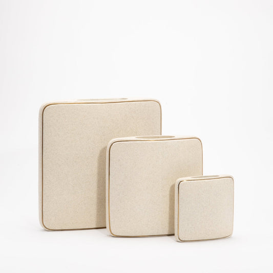 Vase in Cream Shagreen with Brass by R&Y Augousti