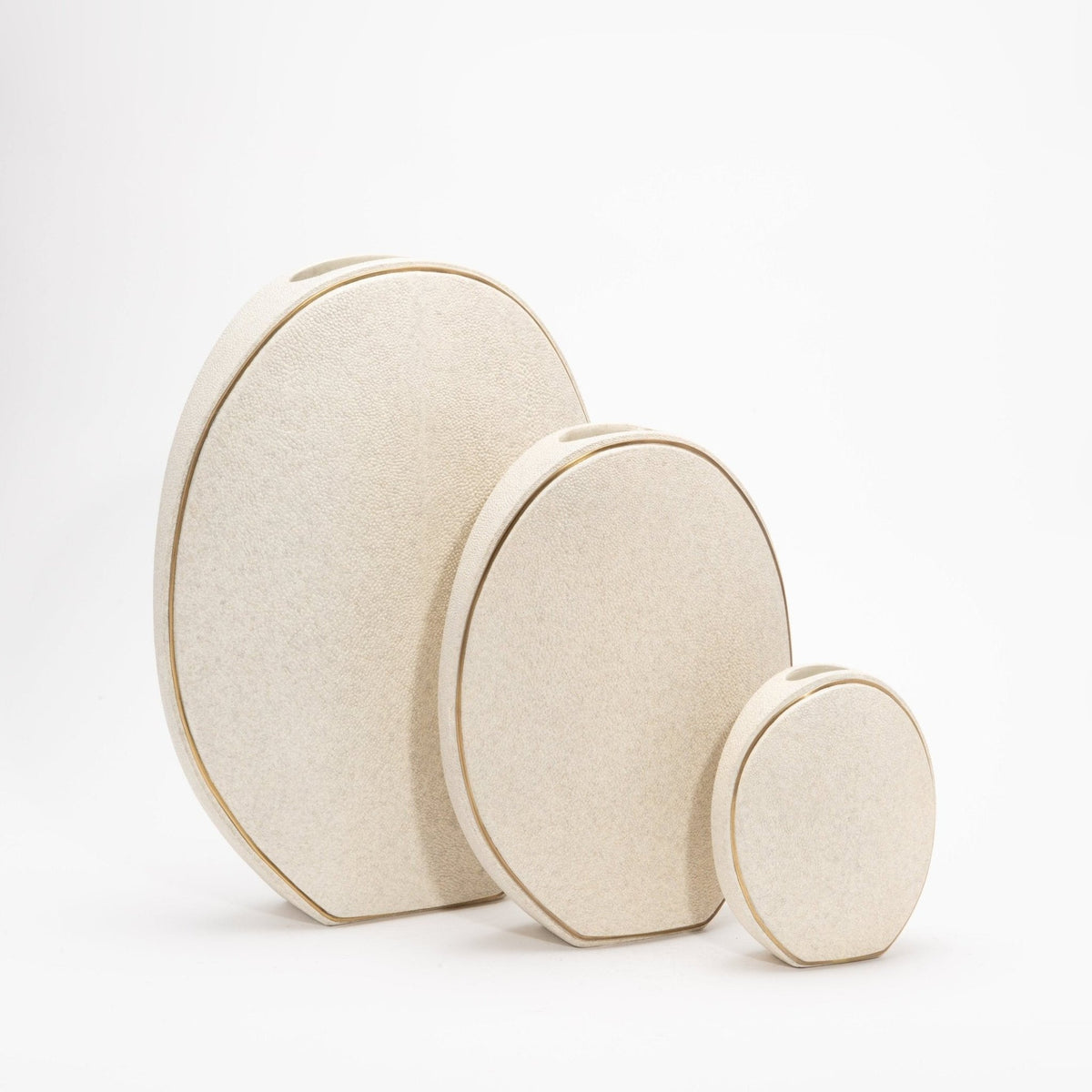 Vase in Cream Shagreen with Brass by R&Y Augousti