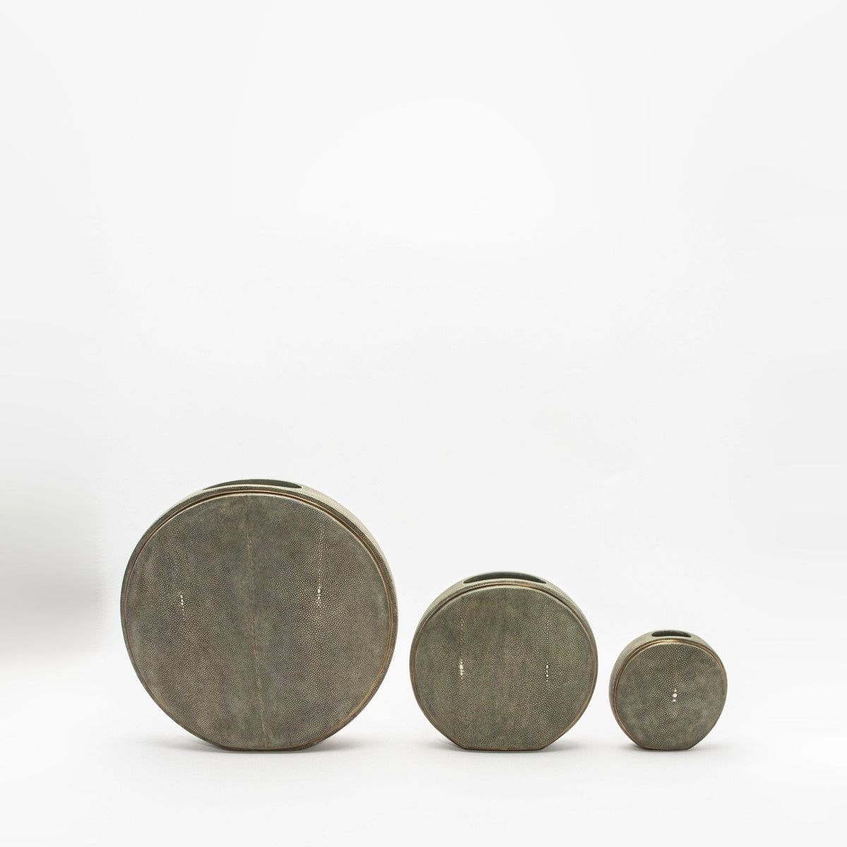 Vase in Grey Shagreen with Brass by R&Y Augousti