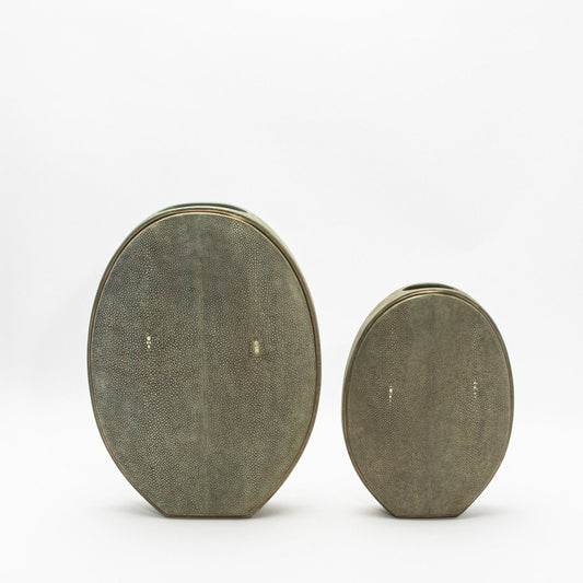Vase in Grey Shagreen with Brass by R&Y Augousti