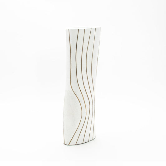 Vase in White Shagreen with Brass by KIFU Paris