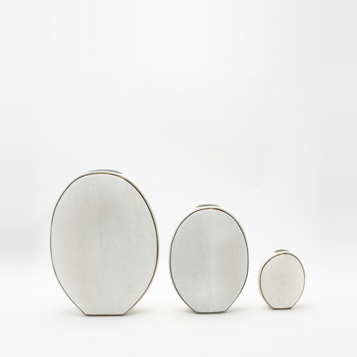 Vase in White Shagreen with Brass by R&Y Augousti