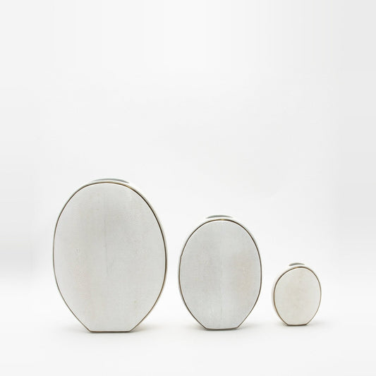 Vase in White Shagreen with Brass by R&Y Augousti
