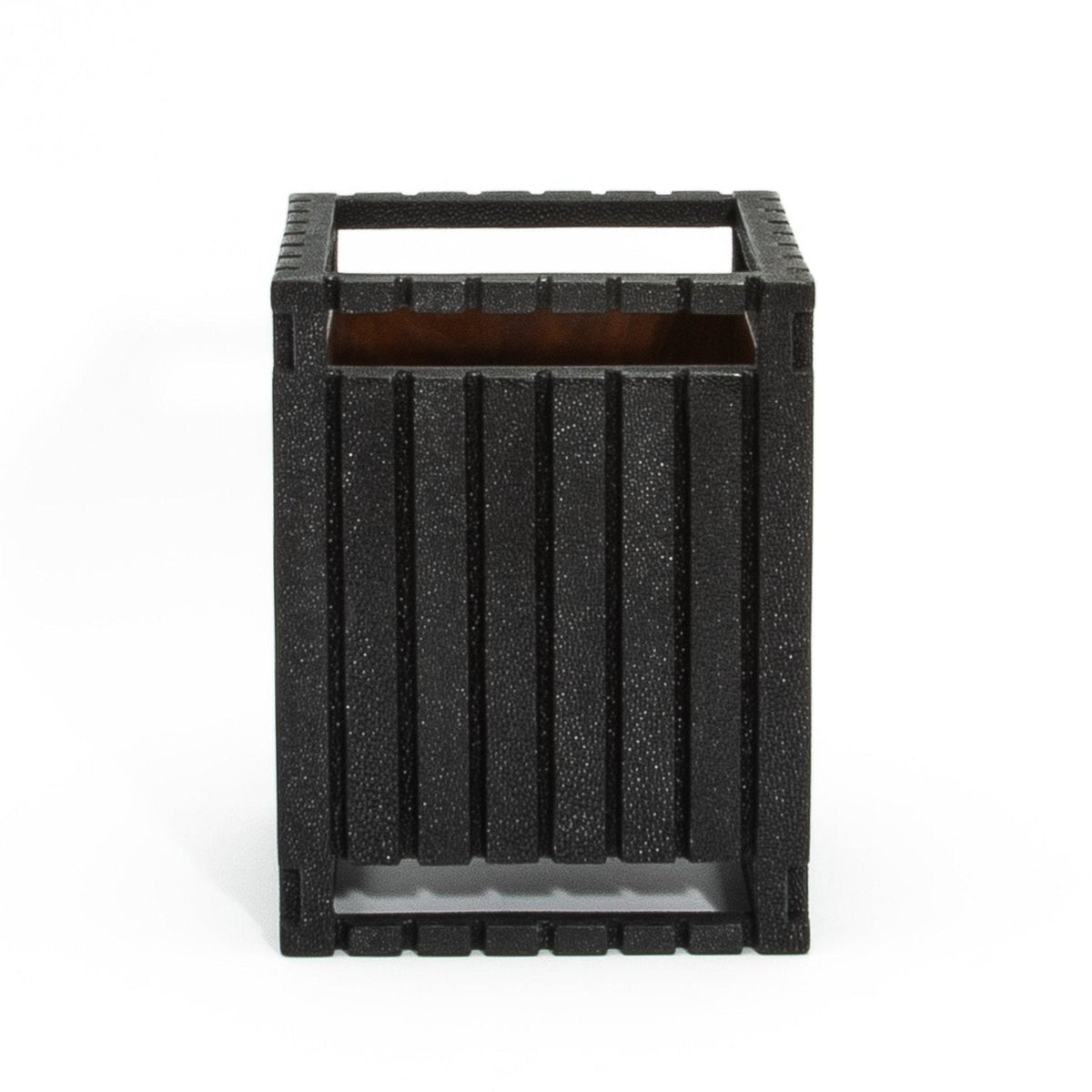 Waste Bin in Black Shagreen Detail by R&Y Augousti