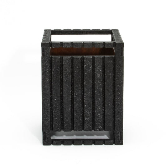 Waste Bin in Black Shagreen Detail by R&Y Augousti